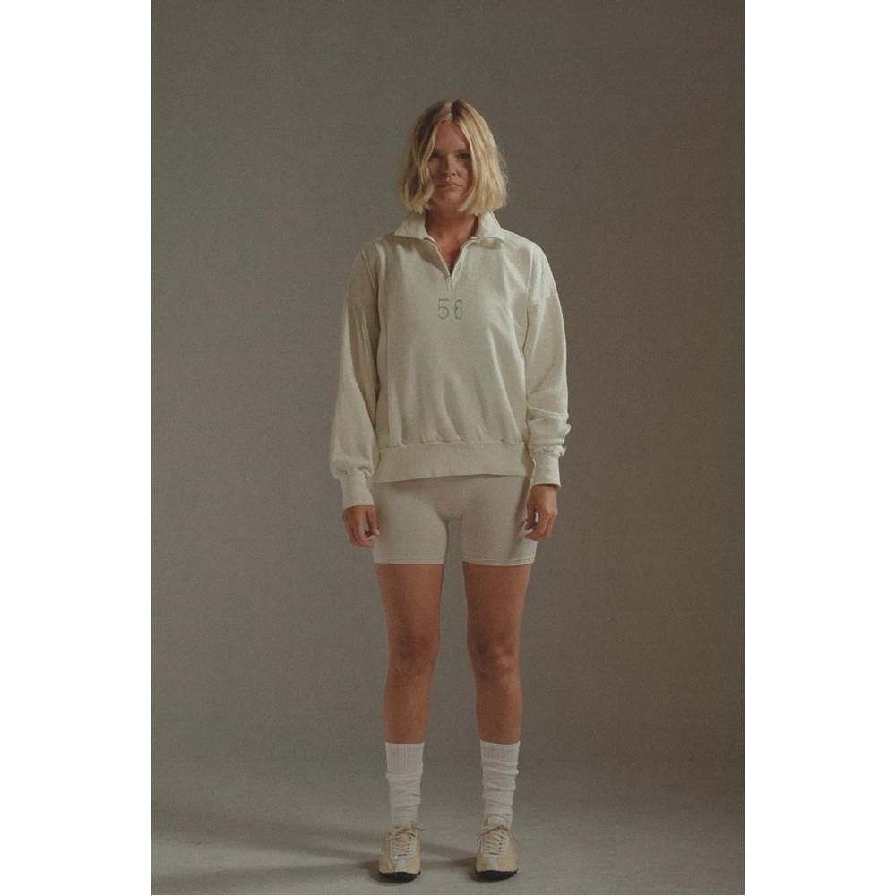 BAA Size XS Women’s 56 Rugby Zip Pullover Sweatshirt in Dirty White 100% Cotton